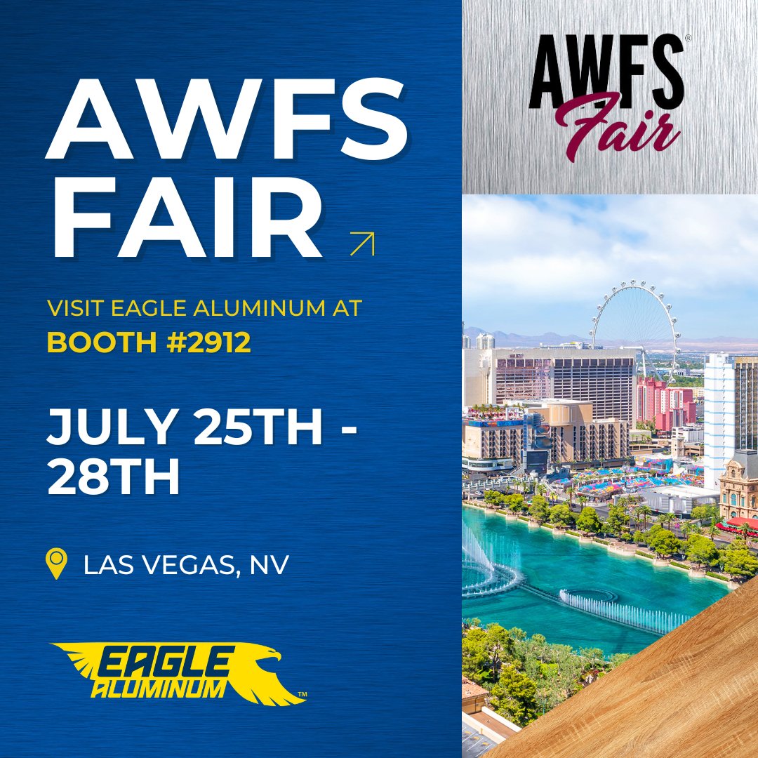 EagleAluminum's tweet image. We&apos;re gearing up for the exciting @AWFSFair in Las Vegas! Join us July 25-28 at booth #2912 to witness our products in action. Don&apos;t miss this opportunity to explore cutting-edge solutions and connect with our team. See you there! 🛠️🔥 #BuiltForThis #AWFSFair2023 #AWFSToolTour