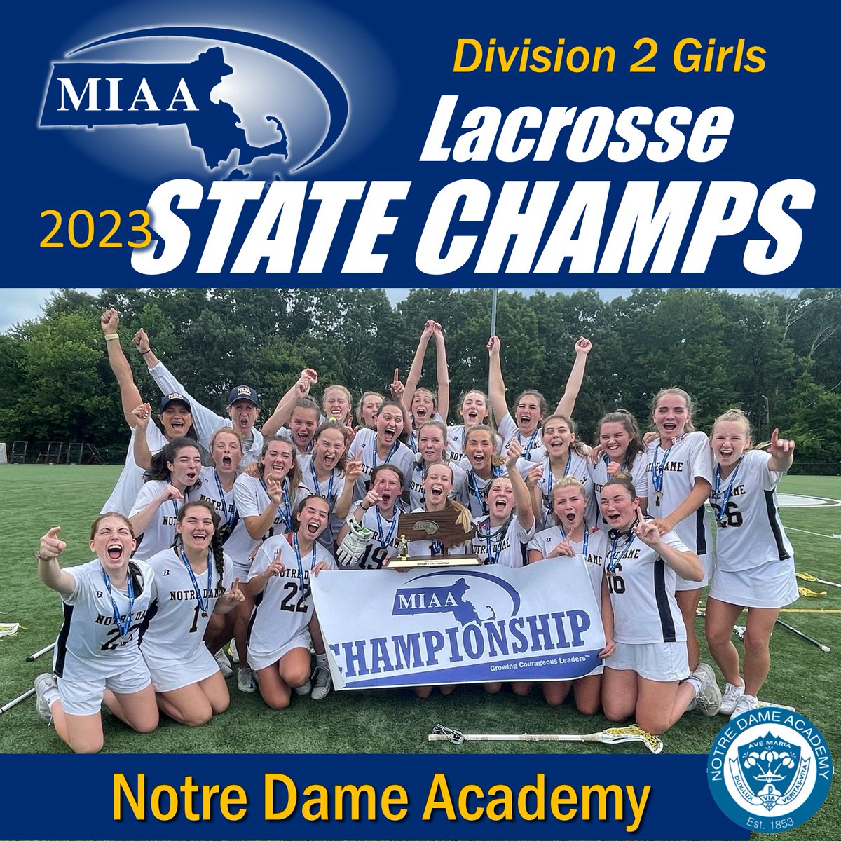 🥍Salute to the 2023 MIAA Division 1 and 2 Girls Lacrosse State Champions. 🏆 @Warriors978 @ndaathletics