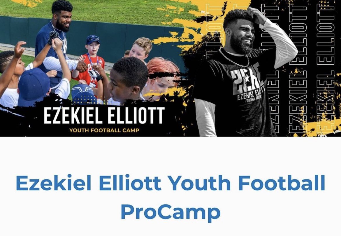 Former #Cowboys running back Ezekiel Elliott is hosting a football camp on Saturday—July 15th, in St. Louis. Giving back to the community has always been a priority for Elliott. It continues this weekend 🏈 For more details, visit the link below ⬇️ procamps.com/zeke23