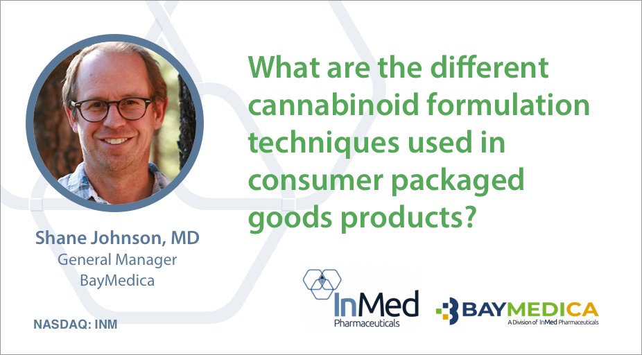 inmedpharma's tweet photo. What are the different cannabinoid formulation techniques used in CPG products?

@BayMedica's Shane Johnson explains what precise ratio &amp; enhanced formulation mean &amp; its importance in formulating #cannabinoid products.

https://t.co/6QwO832Zsq

$INM  #cannabinoids #preciseratio https://t.co/gk4h1NKh9l