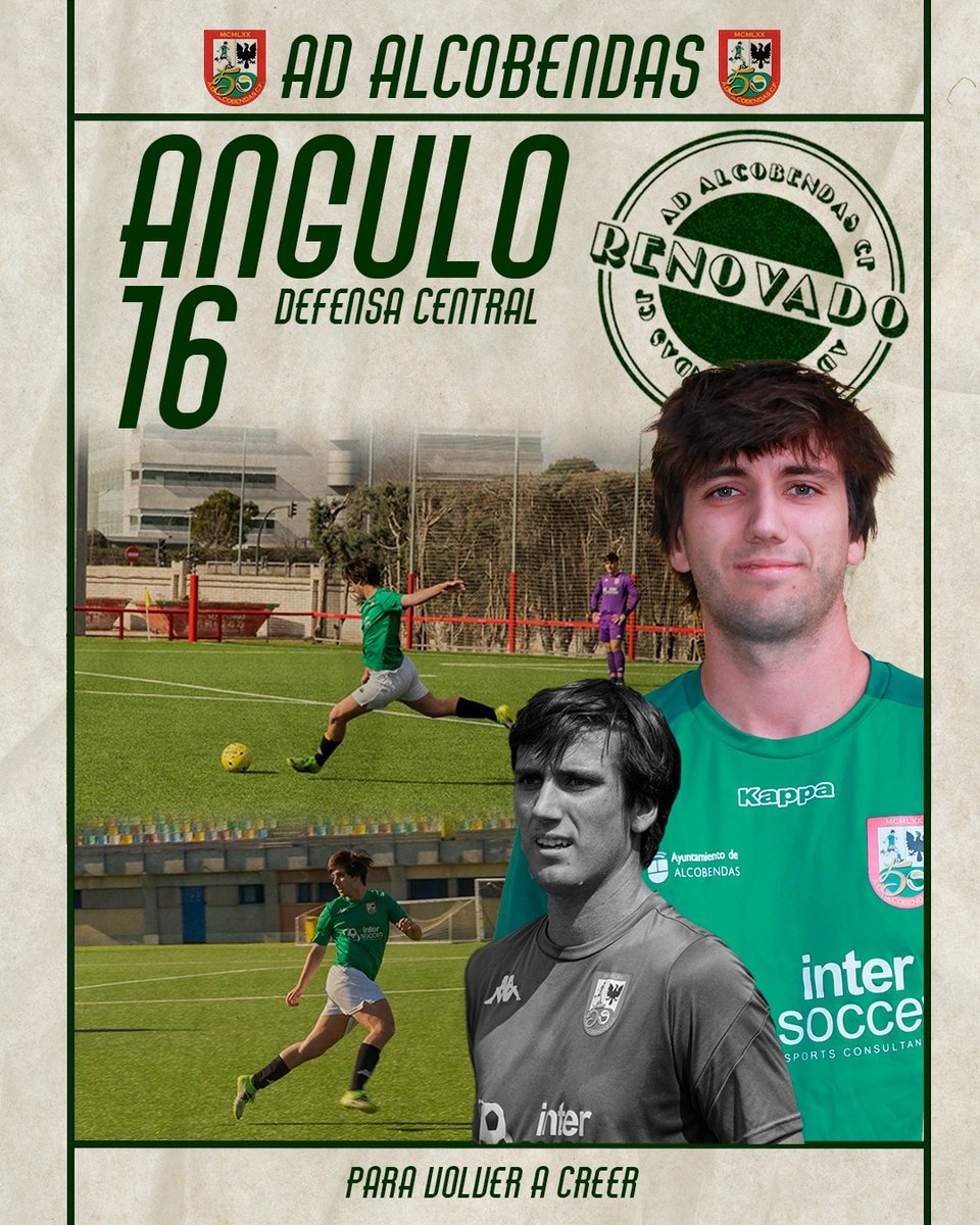 ADAlcobendas's tweet photo. ⚠️ RENOVACIÓN ⚠️

©️ Segunda Renovación del día, otro capitán y pieza clave en la defensa continua esta temporada.💚

@angulo__4 seguirá defendiendo los nuestro escudo con la pasión de siempre.💪🏻💪🏻

Para volver a creer 
#PasiónPorElVerde https://t.co/DAgJniIwoi