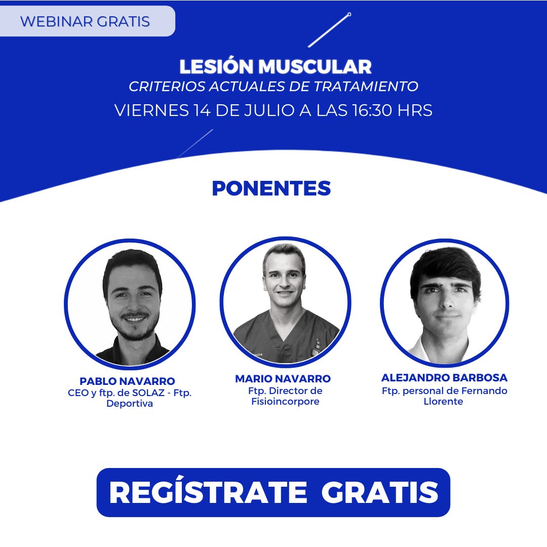 ¡ESTE VIERNES! Webinar de invasiva gratis 🆓

¿DÓNDE?
💻 Asiste desde nuestras redes sociales Facebook, Linkedin

¿CUÁNDO?
EN DIRECTO 🇪🇸 A las: 16:30 hrs. (HORA ESPAÑOLA)

formacion.fisiocampus.com/webinar-lesion…

#formación #ecografia #epi #electrolisispercutanea #electrolisispercutaneaecoguiada