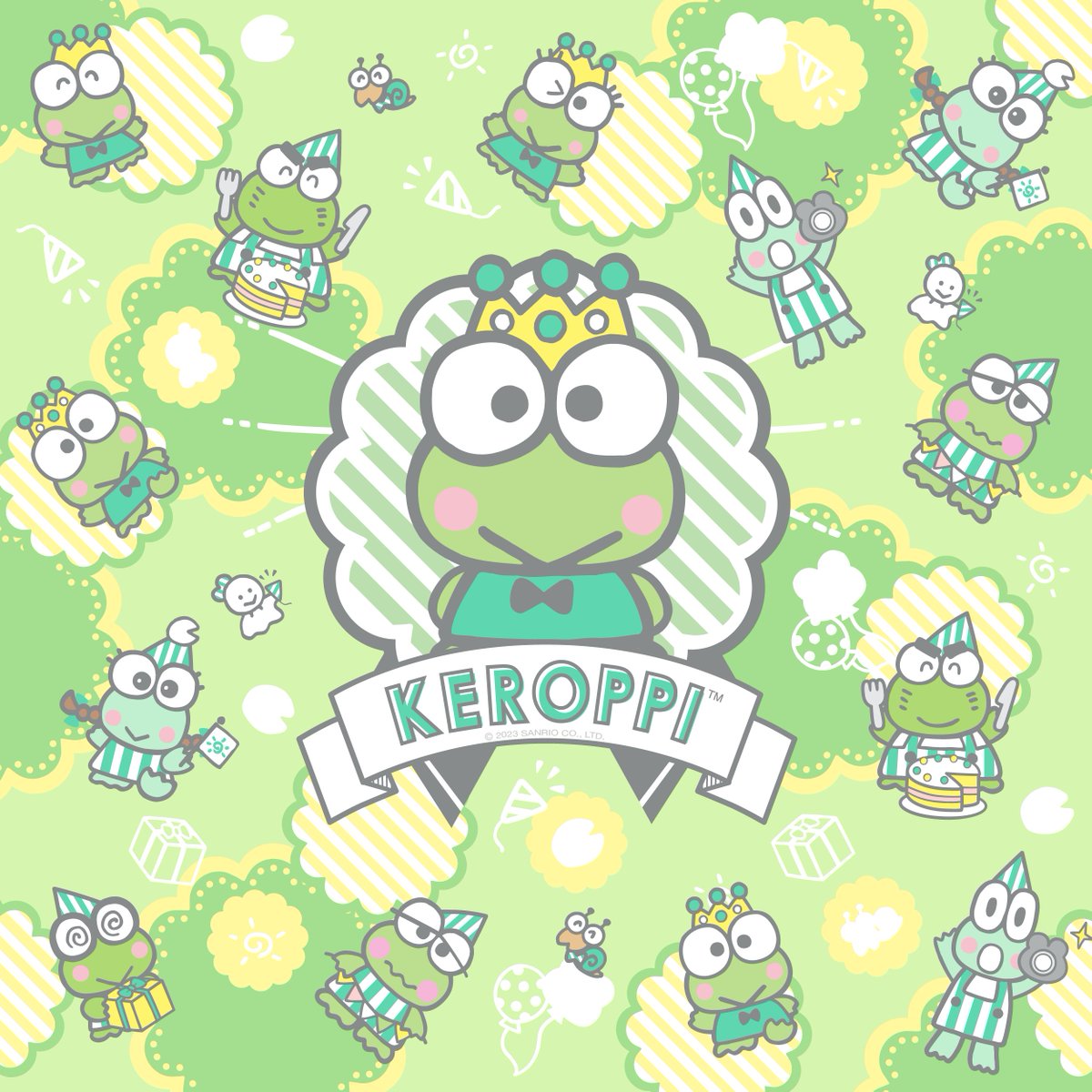 sanrio's tweet image. New month, new #Keroppi phone backgrounds 💚📱 Download your favorite wallpaper now: bit.ly/44G4n89 ✨ #SanrioFOTM
