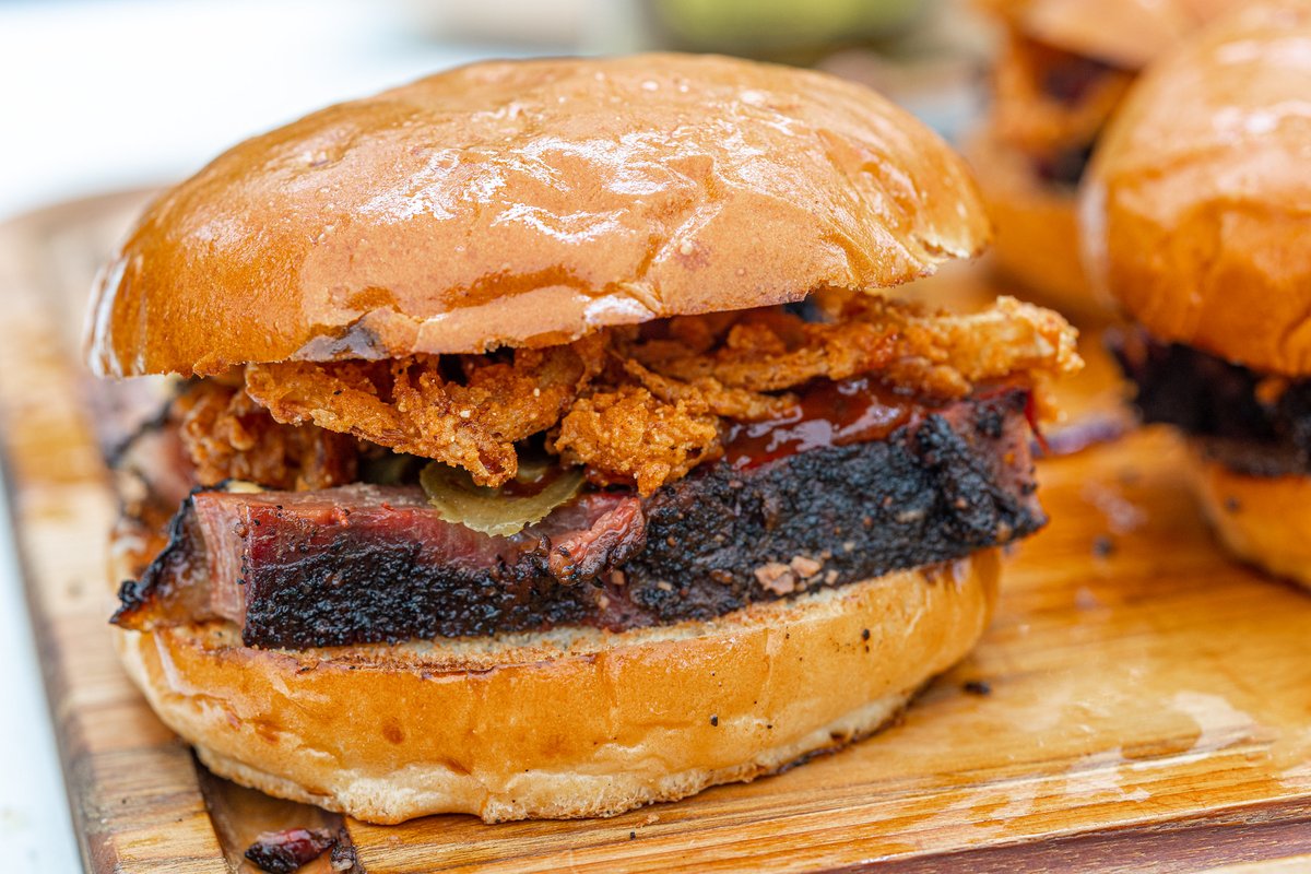 Just got back from TX and still have smoked beef on my mind, so enjoy these brisket sandwiches with onion straws, queso, barbecue sauce, and pickled jalapeños: bit.ly/44A4Sk2