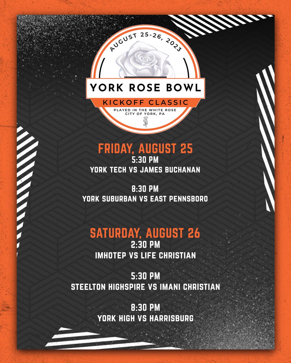 YSAthletics's tweet photo. We look forward to a tremendous slate of games to kickoff the 2023 season at the #YorkRoseBowl https://t.co/dLrWdBA4O2