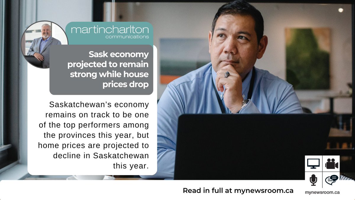 Saskatchewan’s economy remains on track to be one of the top performers among the provinces this year, but home prices are projected to decline in Saskatchewan this year. mynewsroom.ca/saskatchewan-e…