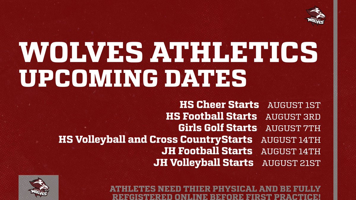 Parents please register and get your physicals prior to the first practice!