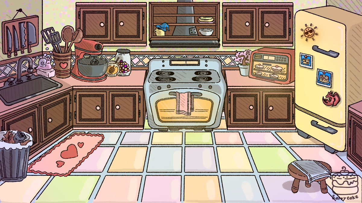 redraw of an old background i wanna use for streaming eventually and make my friends hang out on the kitchen floor with me