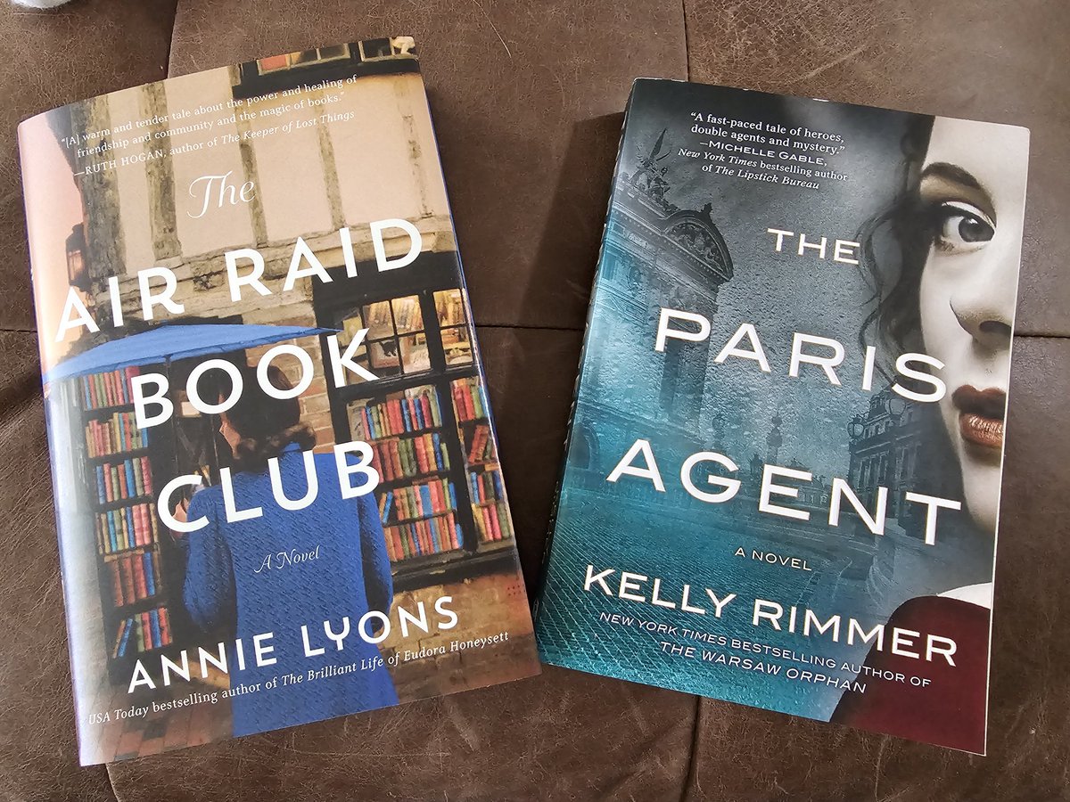 The #bookfairy came and brought me two new novels set in/around #WW2
.
#theairraidbookclub 
#annielyons 
#theparisagent 
#kellyrimmer