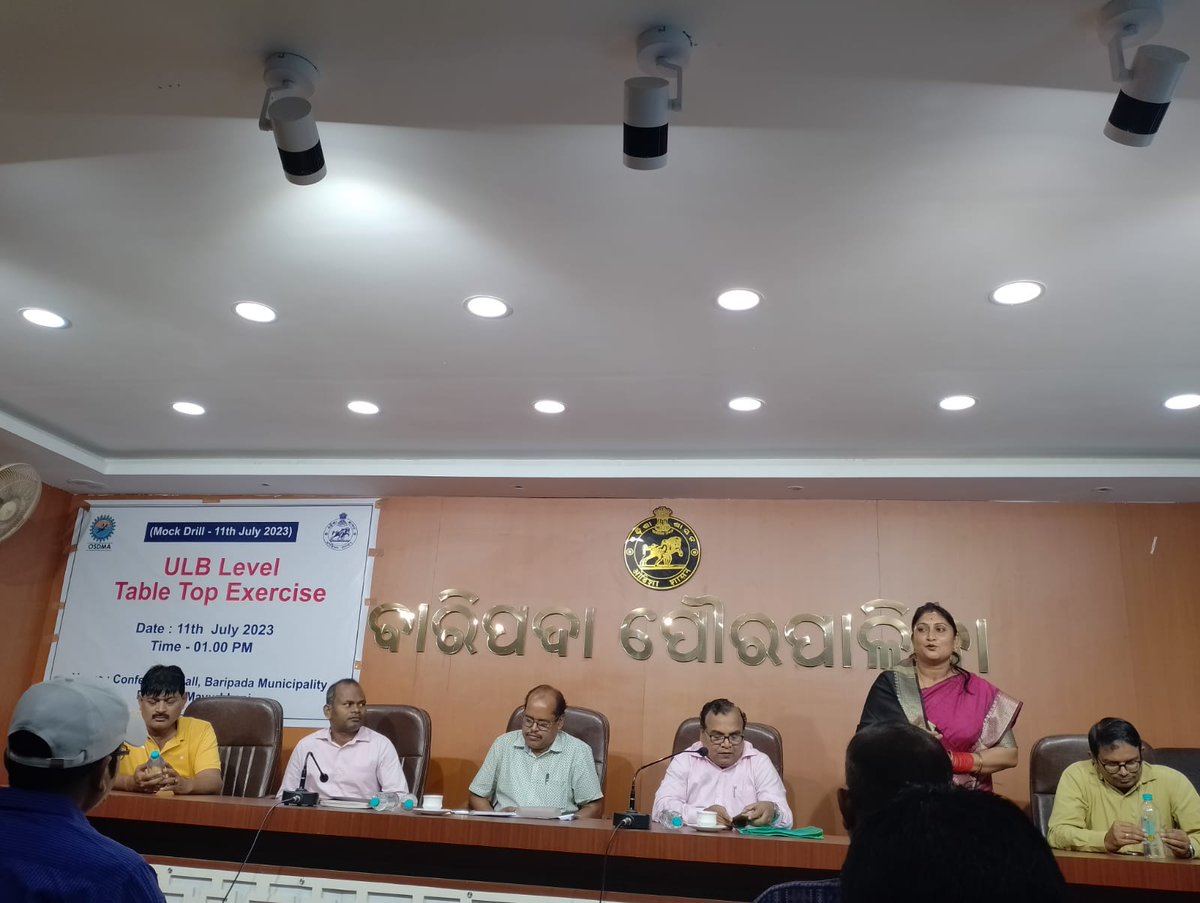 deocmbj's tweet photo. Table Top Exercise on Disaster Management held at Baripada municipality Under the chairmanship of EO in the presence of Dy.Secretary(SRC), Chairman,Vice Chairman, DEO & line department officers#ResilientOdisha #OdishaCares #Tabletopexercise2023
@Osdmaodisha
@Srcodisha https://t.co/YWvCDqe5jC