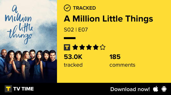 buddsrxse's tweet photo. I've just watched episode S02 | E07 of A Million Little Things! https://t.co/LHYQ4VpOU8 #tvtime https://t.co/I3M0ONoJiD