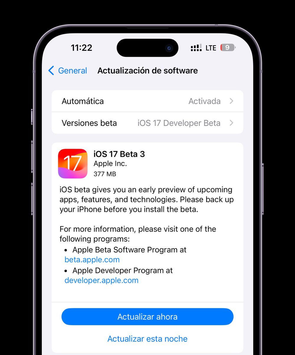 jeff_umanzor's tweet photo. La actualización iOS 17.0 Beta 3 (21A5277j) se lanzó para desarrolladores registrados. #iOS17 #iOS17Beta3 https://t.co/qGBk8kOtY7