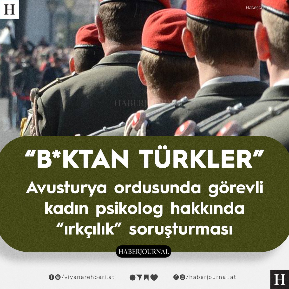 #Avusturya ordusunda görevli psikoloğa 'ırkçılık' soruşturması

AYRINTILAR: haberjournal.at/avusturya/avus…

---
#österreich #viyana #wien #haberler #avusturyadakitürkler #avusturyahaberleri #haberjournal #viyanarehberi #vienna #news #Nachrichten