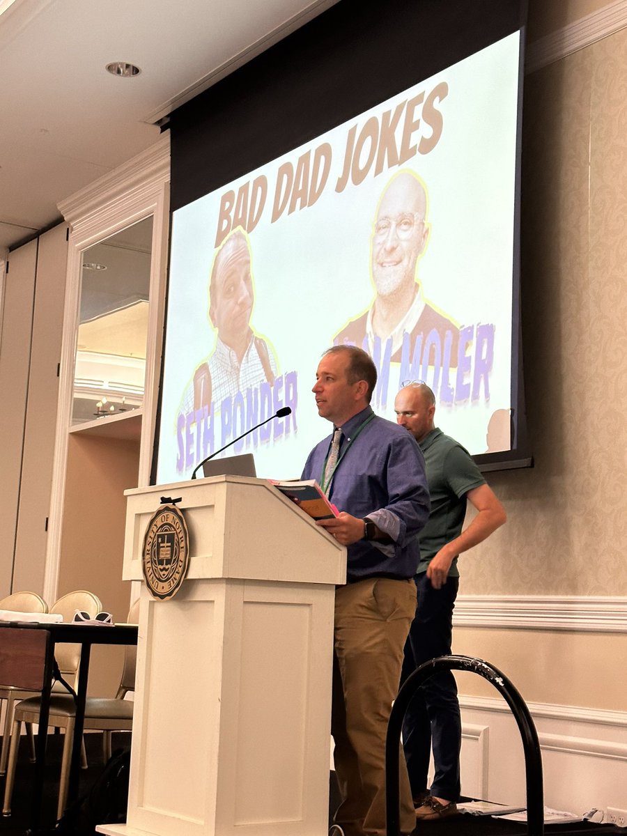 Our favorite guy, <a href="/SethPonder/">Seth Ponder</a> ,  doing what he does best at #eduprotocols lunch : telling bad dad jokes.  😂😂