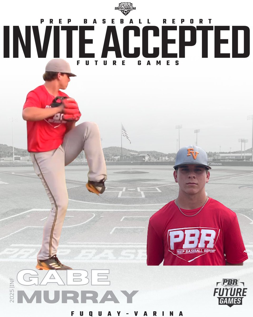 PrepBaseballNC's tweet image. 𝐈𝐍𝐕𝐈𝐓𝐄 𝐀𝐂𝐂𝐄𝐏𝐓𝐄𝐃
⚾PBR Future Games #TeamCarolina
👉Gabe Murray | @gmmurray44 
🎓2025 RHP
📌Fuquay-Varina HS | @RichmondBraves 
Full Profile: loom.ly/9whgR8M