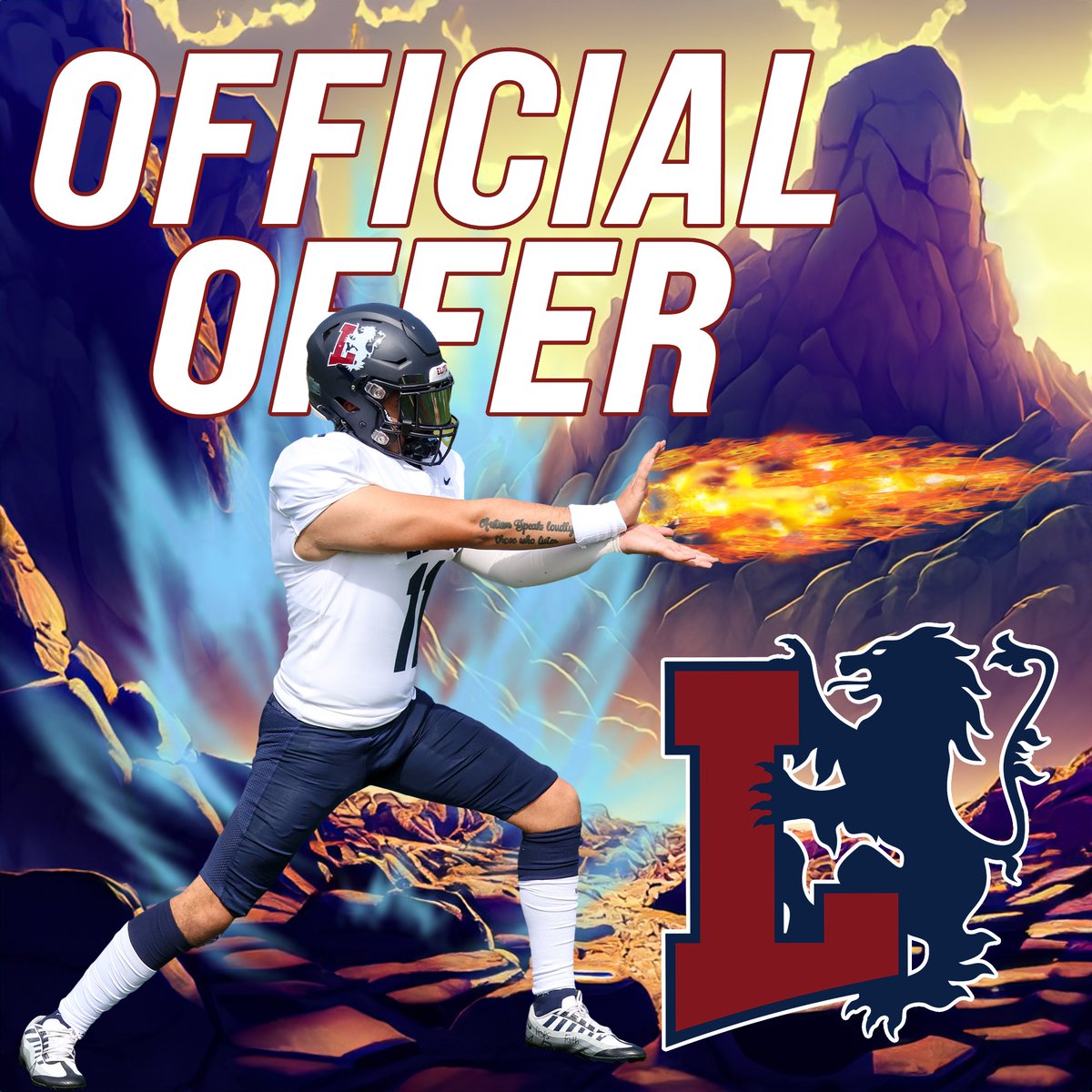 After a great phone call with @LyonHBC and @Coach_K_Goldman I am blessed to announce I've received my third offer to play at the next level from lyon college. @Blackhawks_FB