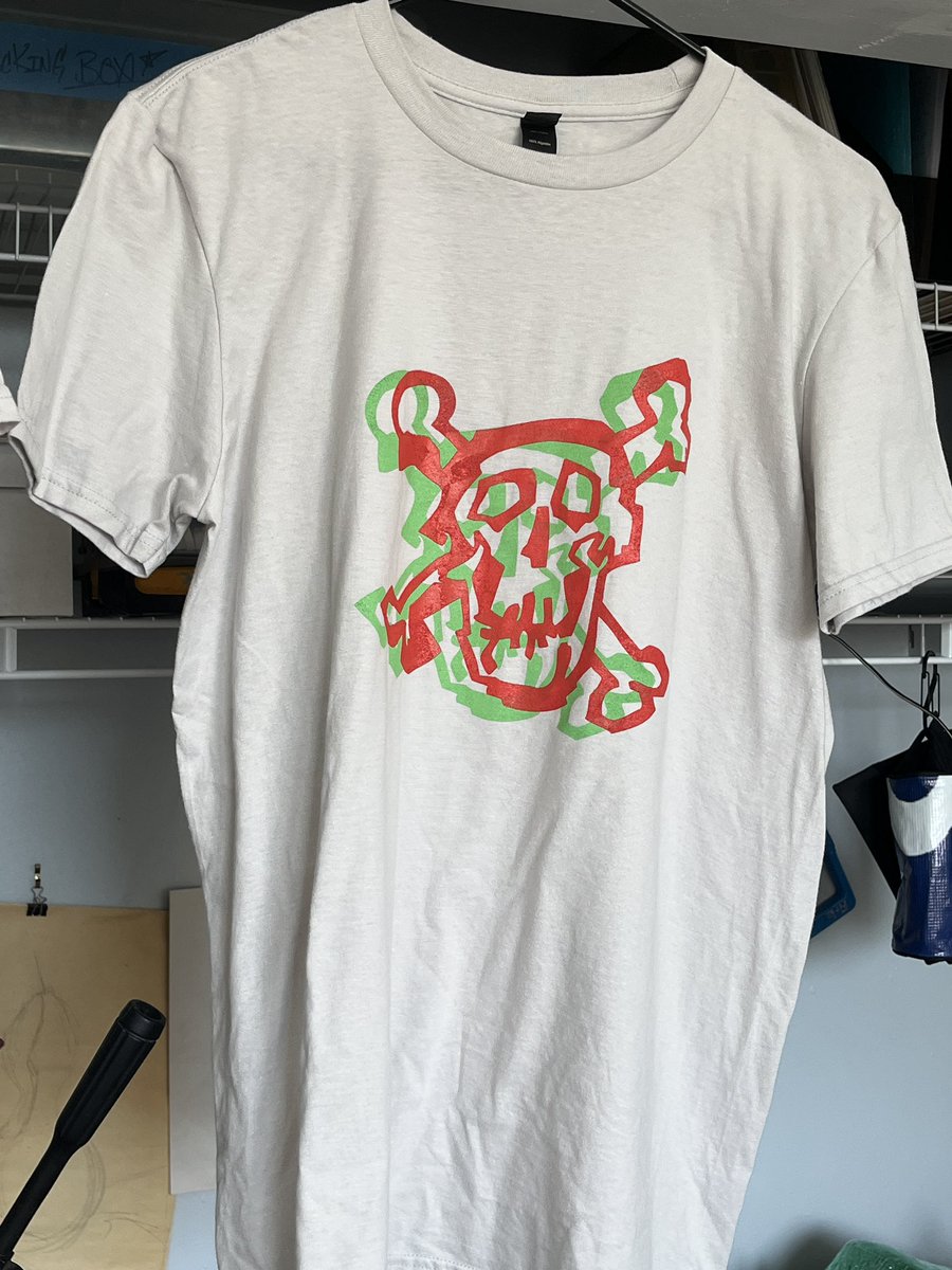 LukeFirleStudio's tweet photo. Studio Sale finds I got these Smiley Skull screen print T-Shirts 
$25.00 
4 - smalls
4 - mediums
3 - larges
1 - XXL https://t.co/PHgeNXIf3l