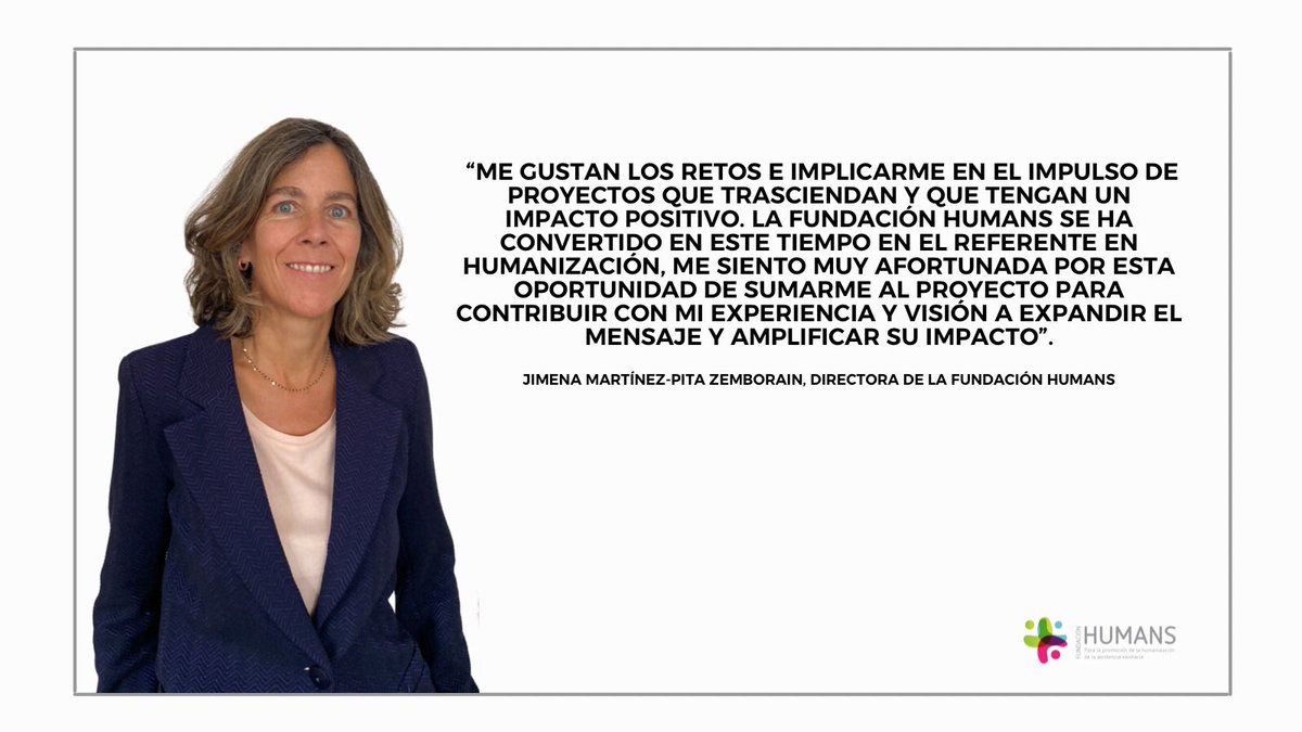 HumansFundacion's tweet photo. Estos son los propósitos y motivaciones que impulsan a Jimena Martínez-Pita Zemborain a asumir el reto profesional de ser nombrada Directora de nuestra fundación.

Más información: https://t.co/B8pnJrAPsW https://t.co/5gBTodMmmJ