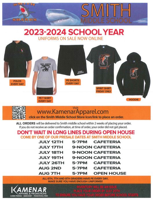 ‼️On-site uniform sales starting tomorrow...see flyer for details!🦈