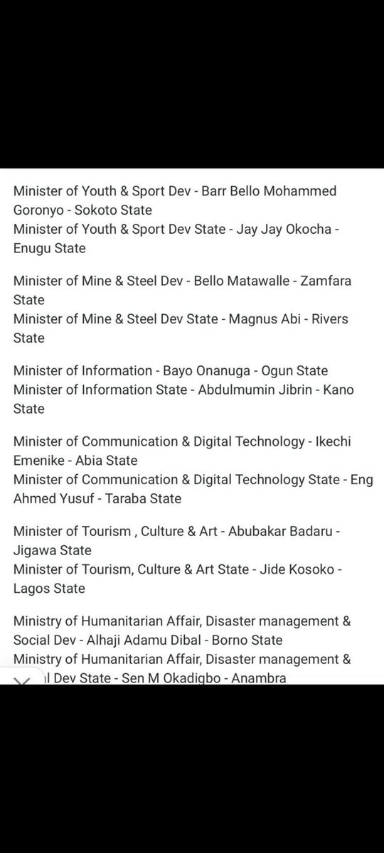 Oludarrey's tweet image. Full Ministerial list is out. Tinubu looked born prepared.

Daniel Regha
Pastor Poju
Peruzzi
Pogba
Full list
#fulllist