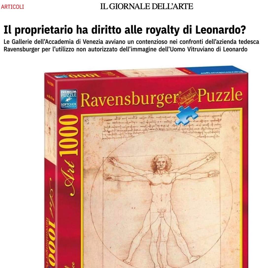Qualcosa si muove a livello giurisprudenziale sui #beniculturali in #pubblicodominio: #Ravensburger ha ora aperto un nuovo fronte con una causa contro Gallerie presso il Tribunale di Stoccarda (dove Ravensburger ha sede); discussione sarà il 20 luglio. 👉 ilgiornaledellarte.com/articoli/il-pr….