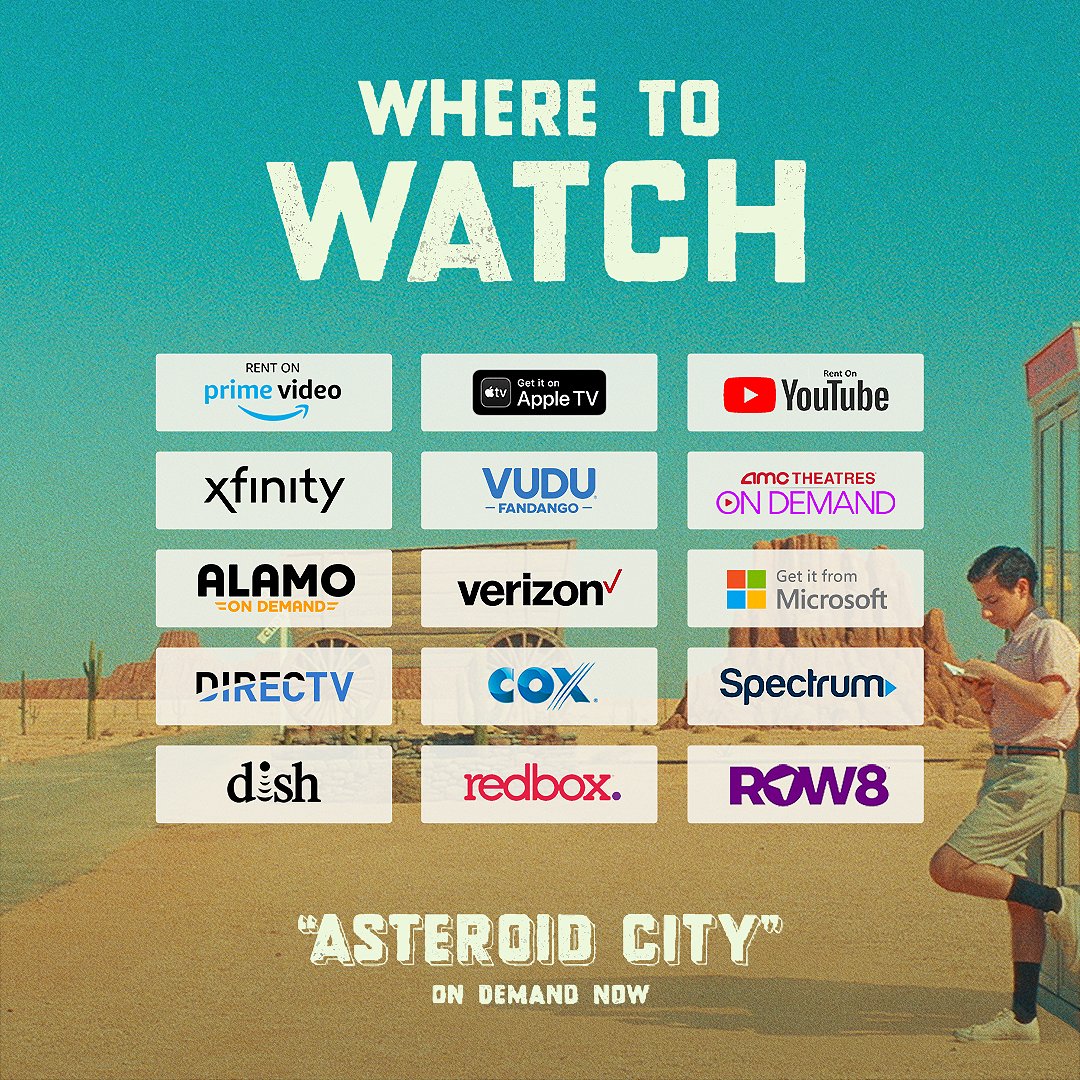 To be seen by as many citizens of Earth as possible. #AsteroidCity is in theaters now and on demand starting today.

Watch now: asteroidcity.com