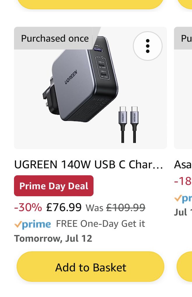 I was scrolling through the @amazon prime day offers today and spotted this suggestion… advertised as 30% off it’s just £3 cheaper than the price I paid 4 days ago… did they inflate the price after I bought it? Weird…not buying anything on “offer” now!