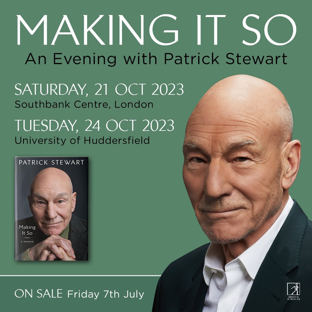 Huddersfield Alumni (@hudalumni) on Twitter photo We're absolutely delighted that our Emeritus Chancellor, Sir Patrick Stewart, will be back on campus later this year. Sir Patrick will be hosting an evening at the University to celebrate the launch of his memoirs 'Making it so'. We're absolutely delighted that our Emeritus Chancellor, Sir Patrick Stewart, will be back on campus later this year. Sir Patrick will be hosting an evening at the University to celebrate the launch of his memoirs 'Making it so'.