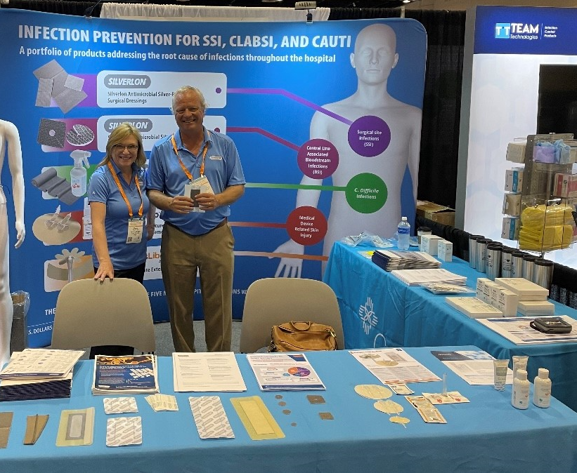 Silverlon1's tweet photo. A photo from the APIC conference last week where we highlighted infection prevention for SSI, CLABSI, AND CAUTI with Silverlon, Anasept, Men's Liberty Acute, and Cathgrip! Thank you for having us!

#APIC2023 #InfectionPrevention https://t.co/pA0Fn9I8VI
