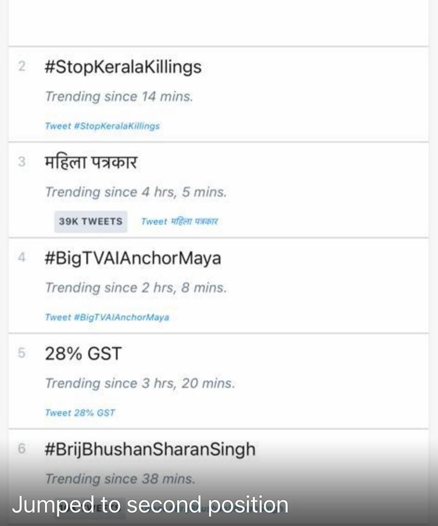 #Stopkeralakillings trending!

Hope this message reaches the masses!!

@htTweets @timesofindia @DainikBhaskar @JagranNews @TheKeralaPolice @KeralaTourism @TimesNow @BrutIndia @livemint @NavbharatTimes @BBCHindi