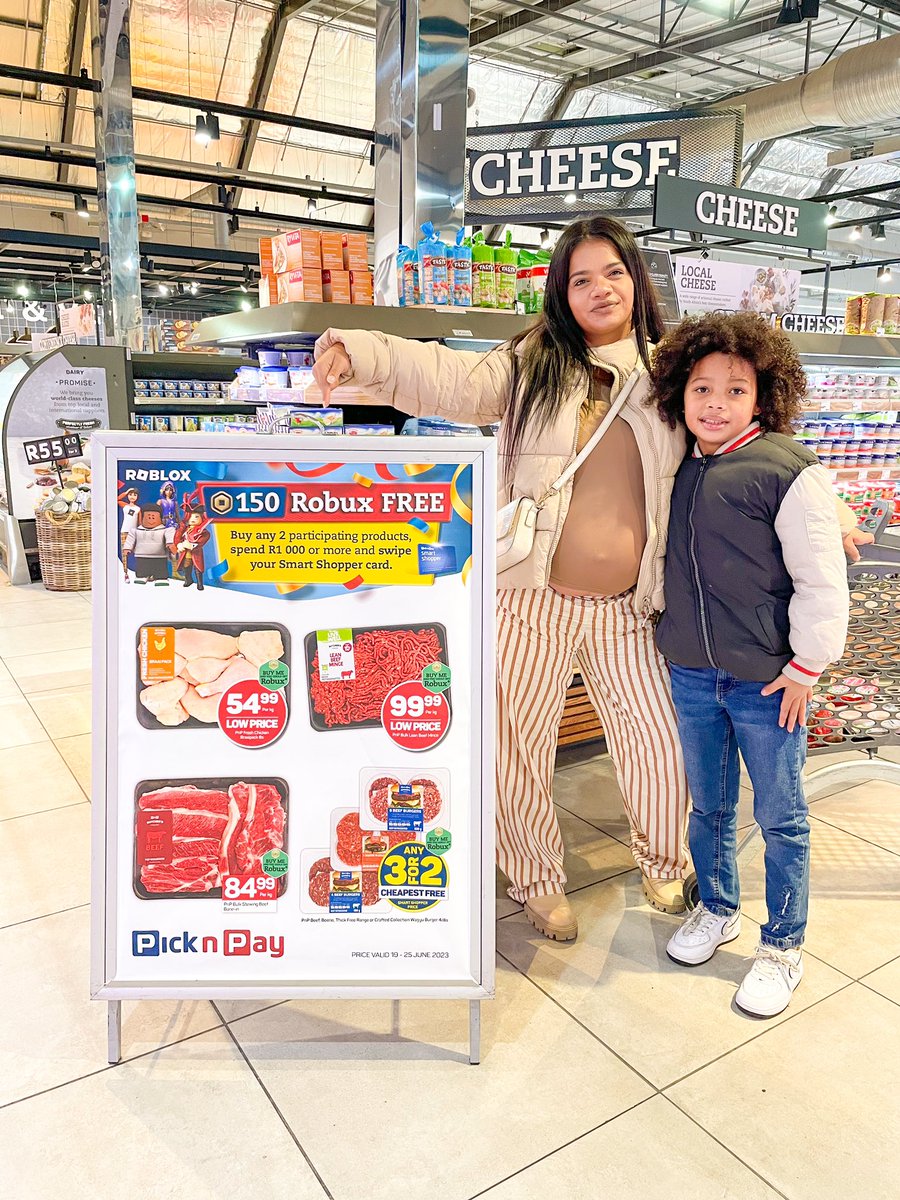 NashietaM's tweet photo. Don’t forget to join the celebrations with @picknpay this holiday! 
They are giving away 100 Million Robux and getting your share has never been easier.All you need to do is shop for R1000,buy any 2 participating products and swipe your smart shopper card Happy Shopping #pnprobux https://t.co/Zrf5WmnlcN