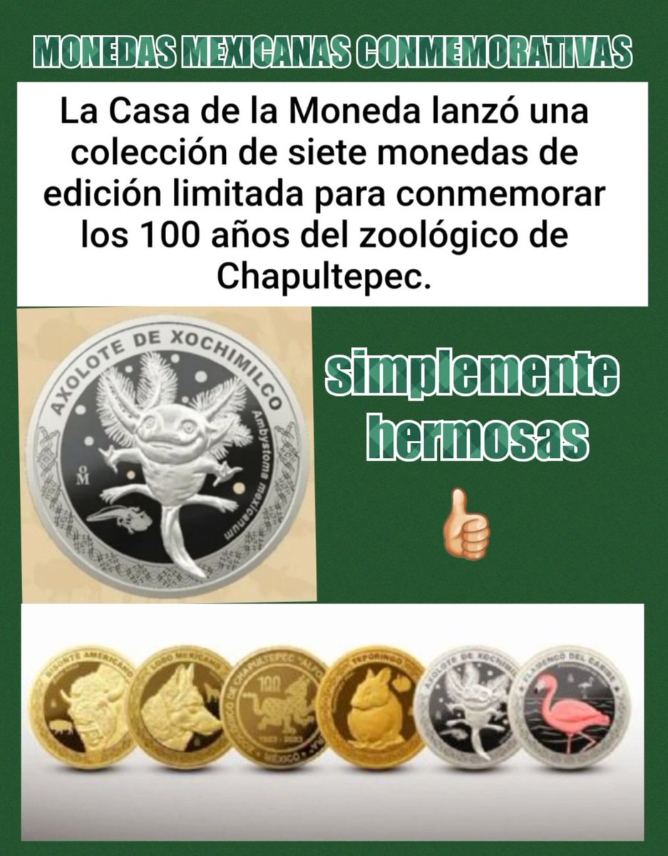 violetamg10078's tweet image. Estas bellezas🇲🇽🇲🇽 ya están a la venta, Monedas conmemorativas de los 100 años del zoológico de Chapultepec costo del Kit $700 y se pueden adquirir en la casa de la moneda CDMX hasta agotarse 
#ZoológicoDeChapultepec 100 años de historia
         🇲🇽💜🇲🇽💜🇲🇽💜🇲🇽