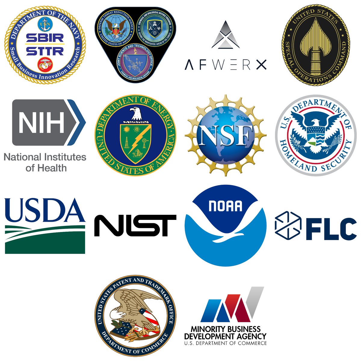 Meet the 14 Agencies with representatives onsite during  <a href="/sbirgov/">America's Seed Fund</a> America's Seed Fund Road Tour Midwest '23 (7/17 - 721):

<a href="/USNavy/">U.S. Navy</a> <a href="/AFWERX/">AFWERX</a> JSTO-CBD <a href="/USSOCOM/">USSOCOM</a> <a href="/nihseed/">This account is no longer active</a> <a href="/NSF/">U.S. National Science Foundation</a> <a href="/DHSgov/">Homeland Security</a> <a href="/ENERGY/">U.S. Department of Energy</a> <a href="/USDA/">Dept. of Agriculture</a> <a href="/NIST/">National Institute of Standards and Technology</a> <a href="/NOAA/">NOAA</a> <a href="/uspto/">USPTO</a> <a href="/federallabs/">FLC</a> <a href="/USMBDA/">USMBDA</a>

Join us! americasseedfund.us/road-tour
#SBIR #STTR