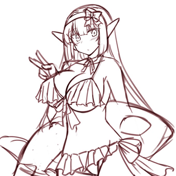 可愛い水着デザインしようと思ったんだけどなかなか上手くまとまらなくってちょっとボツにしたった 