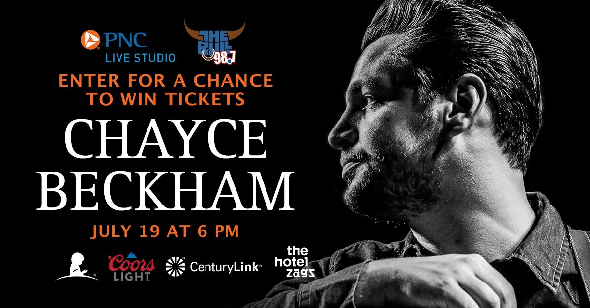 REMINDER! Enter to win a spot to see <a href="/ChayceBeckham/">Chayce Beckham</a> in the live studio at <a href="/987thebull/">98.7 The Bull</a> for <a href="/StJude/">St. Jude</a>. 

Presented by <a href="/TheHotelZags/">The Hotel Zags Portland</a>, <a href="/CenturyLink/">CenturyLink</a> &amp; <a href="/CoorsLight/">Coors Light</a> Light Happy Hour.

pnclivestudio.com/chayce-beckham/