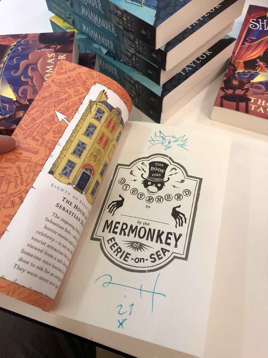 ThomasHTaylor's tweet photo. I was very happy to pop into the @dlwp today, to sign stock of my books. As this modernist gem overlooks the beach where I first dreamed up Herbie and Violet and their crazy adventures, it feels a bit like bringing the stories home. #malamander #eerieonsea https://t.co/ZOJHtI7UEW