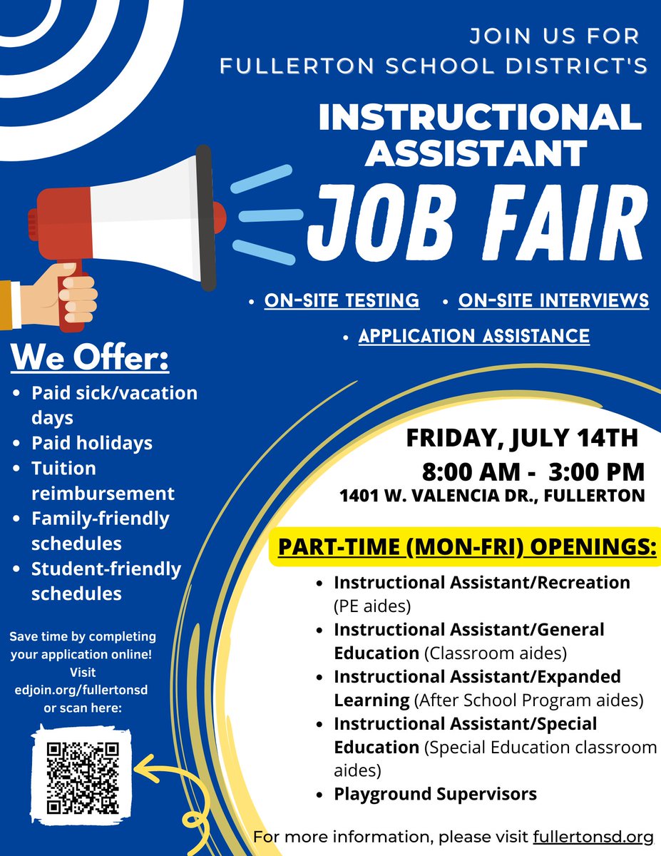 Instructional aide job fair Friday! Please share! #fsdlearns