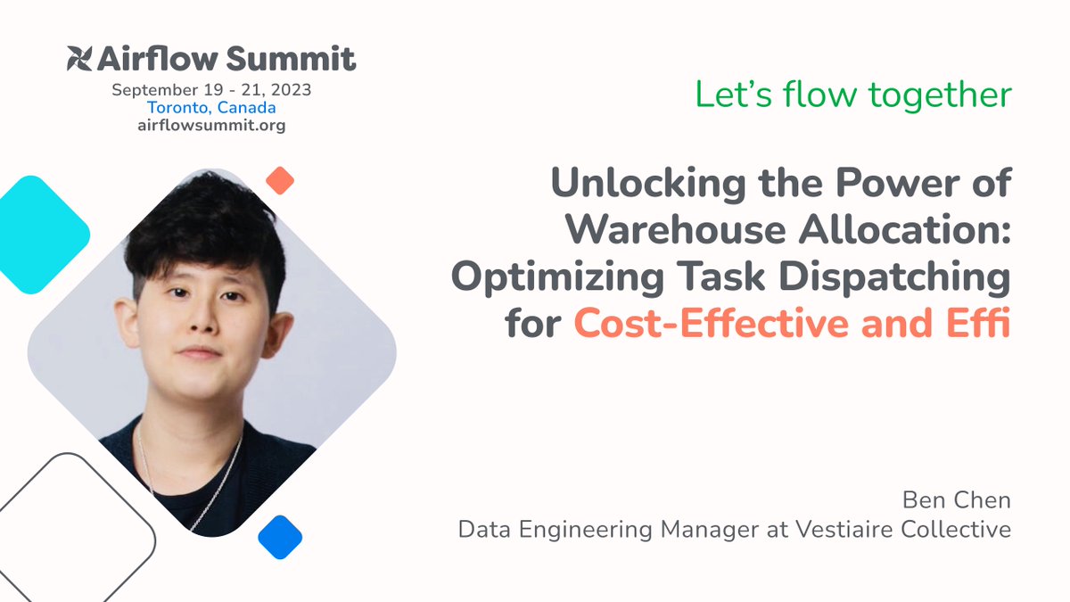 🏢 Revolutionize operations with warehouse allocation! 📦
💡 Explore with Ben Chen its benefits such as integration into workflows, and smart decision-making. 
Level up your efficiency today! ⏩📊
airflowsummit.org/tickets/
#Airflow #ApacheAirflow #AirflowSummit2023