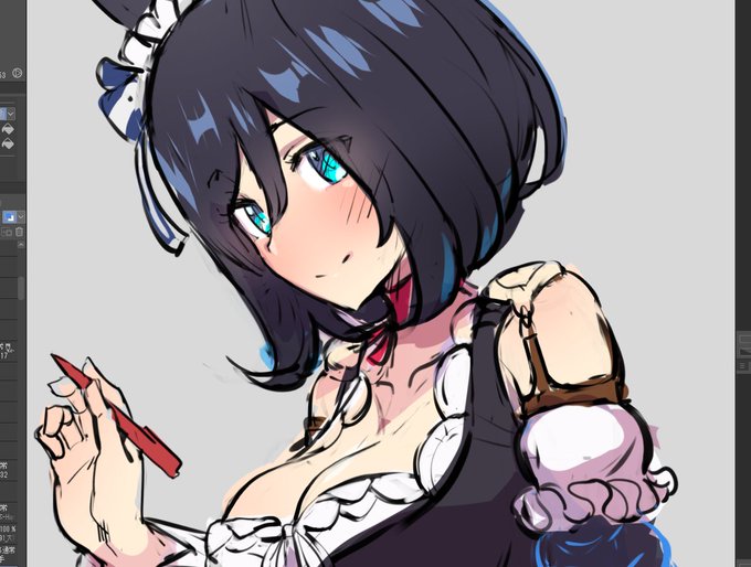 フラッシュさん絵もちょっと進行。ちなみに差分をつくらないタイプの絵なので、そのぶん普段よりキャンバスサイズを(PCが悲鳴を上げない程度に)あげて描いています。 