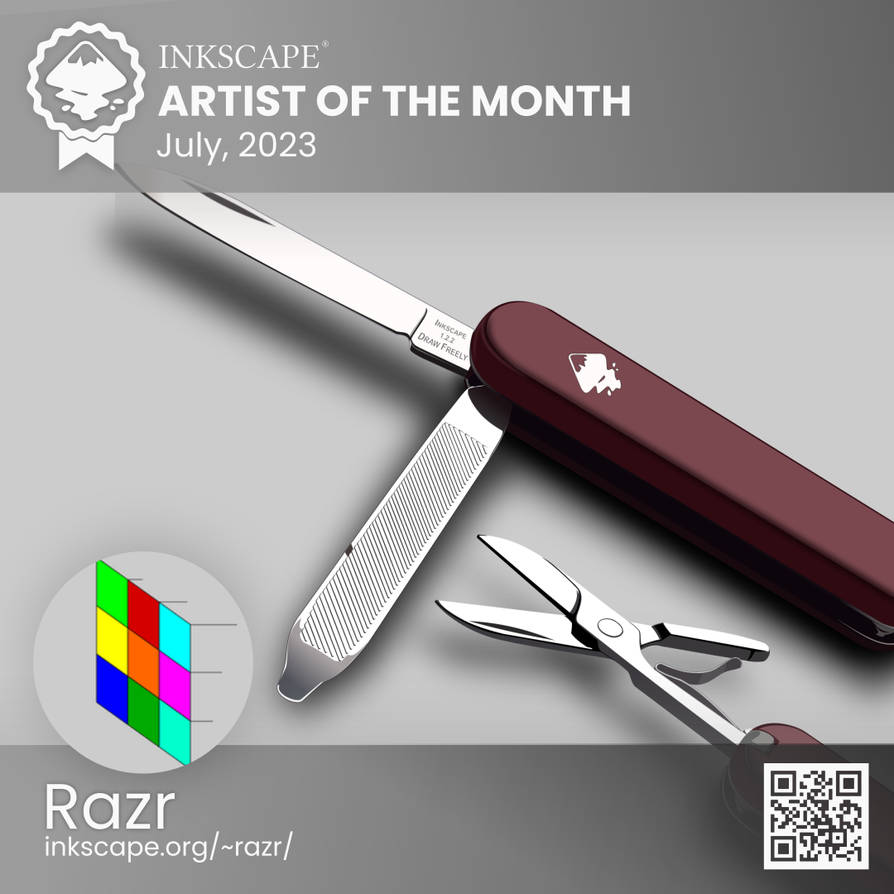 inkscape's tweet image. In celebration of our talented #Inkscape community, please join us in  congratulating Razr, our first Inkscape Artist of the Month!

Interested  in taking part? Submit your artwork to our website gallery.

#ArtistOfTheMonth #ArtWithOpenSource