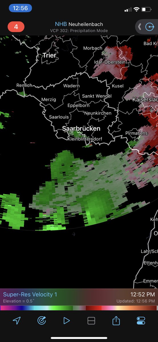 Pair of supercells moving through eastern France through the Alsace wine region. Just on the northern part of the ESTOFEX Level 3 region, their highest convective risk category.