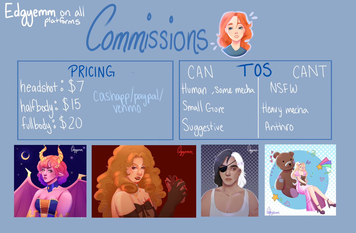 Comms are Open!! Rts Are appreciated! #commisionsopen #commissionart #smallartist