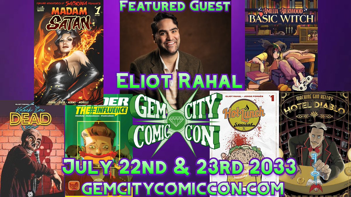 The Gem City Comic Con is pleased to welcome Eliot Rahal to our 2023 show!

#GCCC2023 #GemCityComicCon #comics #comicbooks #creators #convention #FeaturedGuest #popculture #comiccreator #comicbookcreator #writer #comicwriter #comicbookwriter #ArchieComics #MadamSatan