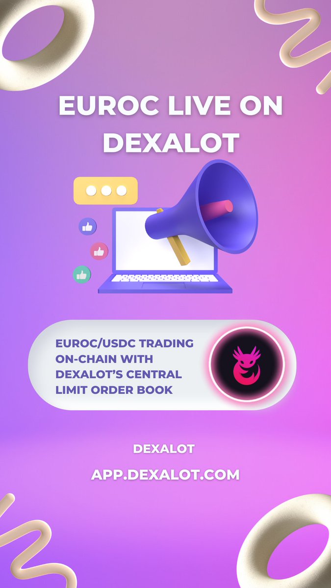 EUROC/USDC New Trading pair listed on @dexalotcom
What is $EURO Coin? 
Euro Coin Has Launched by Circle on Avalanche aim to deliver faster and more efficient payments and financial services for developers and users. #Avalanche #Avax @avax @circle