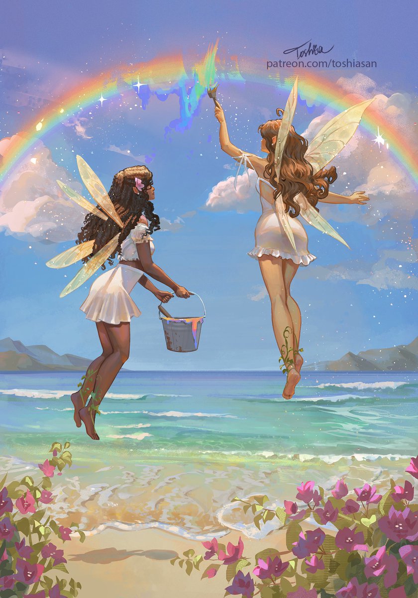 Toshia_San_art's tweet photo. Fairies painting a rainbow 🌈✨I bet it’s not an easy job!

✨ My shop is now OPEN 💗
Preorders only!! 

https://t.co/cVoXaIcGSV https://t.co/6gYCFVjNKh