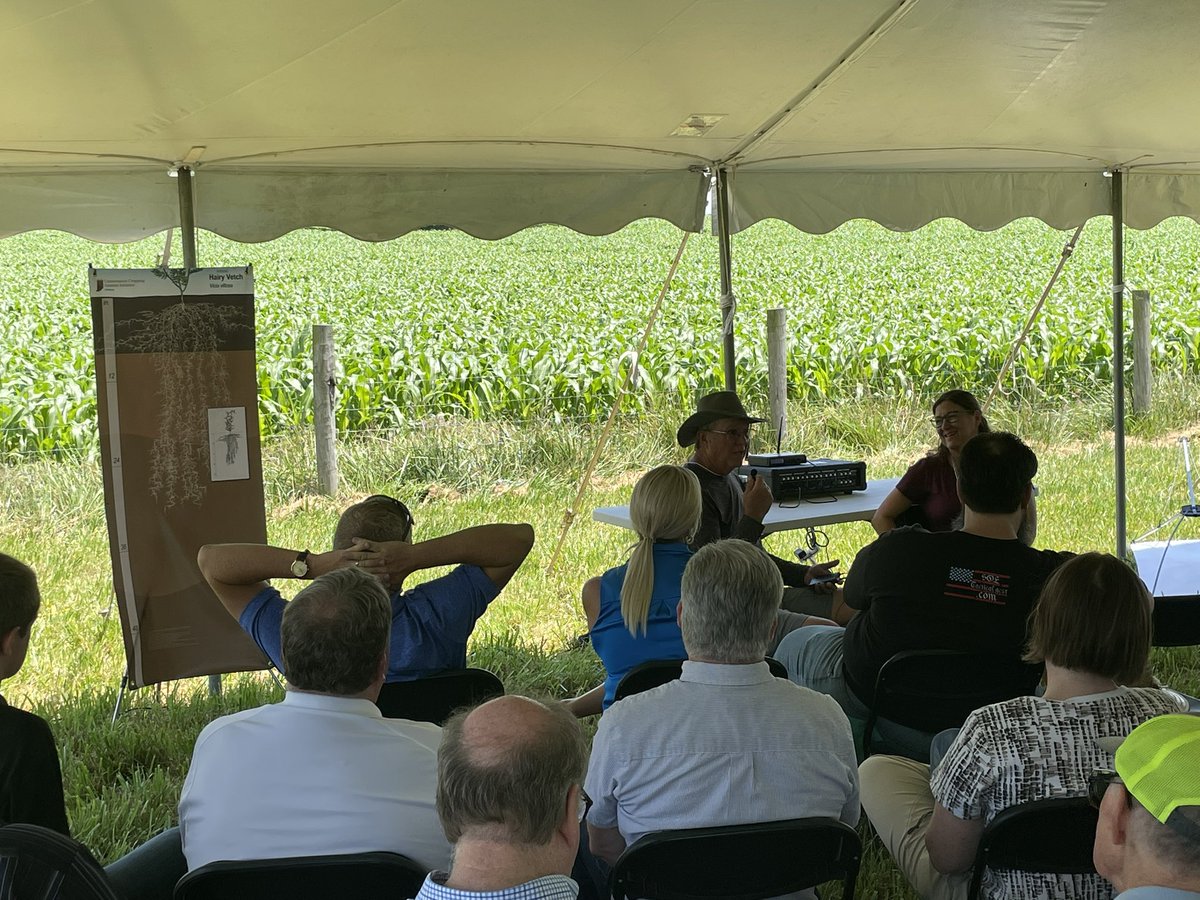 #RootProject banners made an appearance at the @PUCommercialAg Farm Management Tour. Greg and Genny Rowland are joined by @PurdueExtension’s Danielle Walker to talk about their #covercrop program