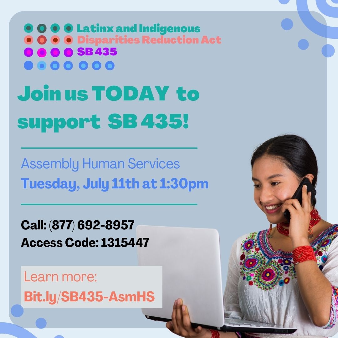 LCHC_CA's tweet photo. TODAY at 1:30 pm, #SB435, the Latinx &amp; Indigenous Disparities Reduction Act, will be heard in Asm. Human Services committee.

Join us in telling the committee that our communities deserve to be counted! #LatinxCounts #IndigenousCounts

Toolkit and script: https://t.co/HWz0Qx2KHj https://t.co/AZrCtyulbR