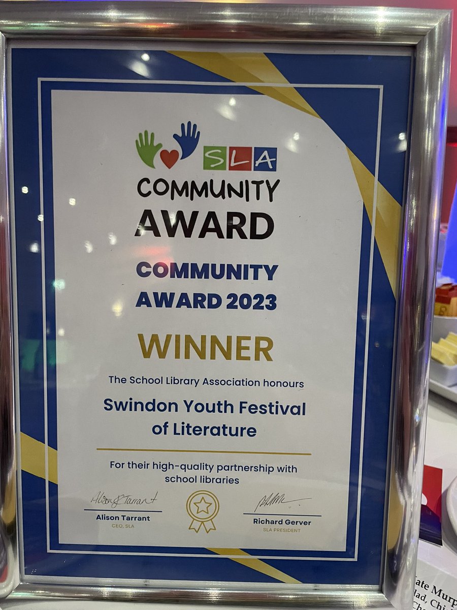 SwindonYFL (@swindonyfl) on Twitter photo We might cry! Absolute honour to receive this award from <a href="/uksla/">School Library Association (SLA)</a> - such an inspirational shortlist. Congratulations to the fabulous team of Swindon Secondary Librarians! ❤️ We might cry! Absolute honour to receive this award from <a href="/uksla/">School Library Association (SLA)</a> - such an inspirational shortlist. Congratulations to the fabulous team of Swindon Secondary Librarians! ❤️