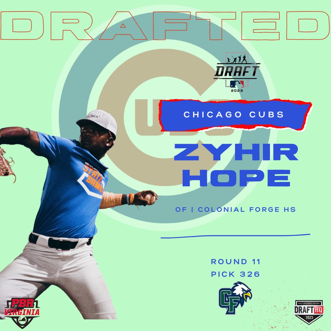 🚨🚨VA/DC MLB DRAFT ALERT🚨🚨

Congratulations to <a href="/ForgeBaseballCF/">Forge Baseball</a> 2023 OF and #MidAtlProcase Alum Zyhir Hope on his selection in the #MLBDraft by the <a href="/Cubs/">Chicago Cubs</a>