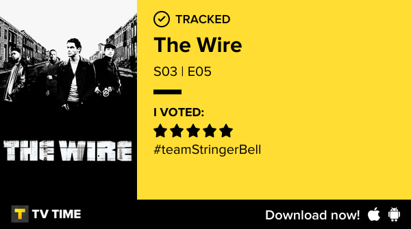 Clemien's tweet photo. I've just watched episode S03 | E05 of The Wire! #thewire  https://t.co/lR4DjeJ1nq #tvtime https://t.co/fi8EmwUwTm
